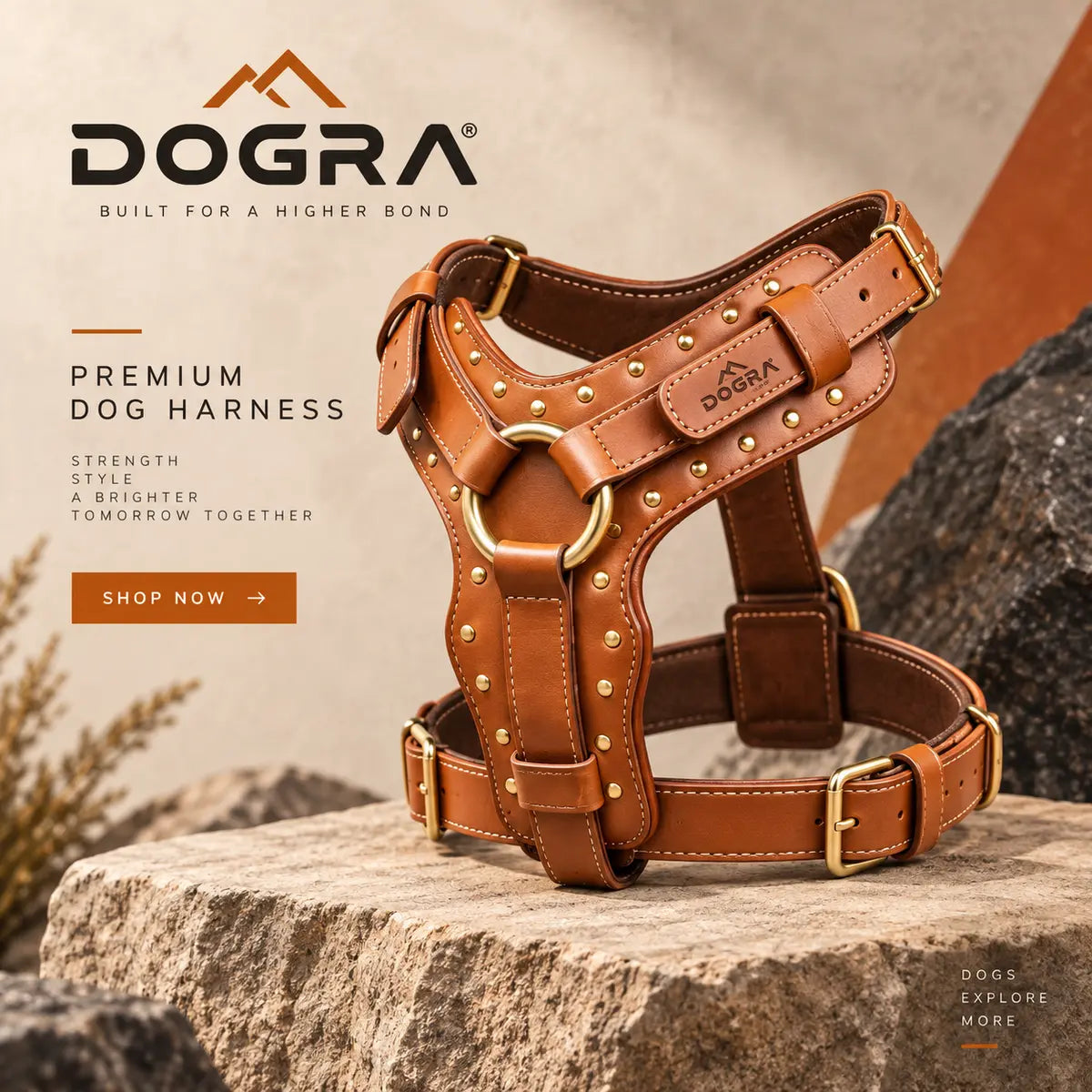 DOGRA Heritage genuine leather dog harness
